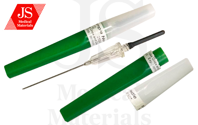 Голка JS для забору крові (0,8мм), зелена р.21G. Візуальна камера